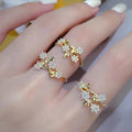 CAOSHI Wholesaler Flower and Leaf Design Cubic Zirconia Finger Rings for Women Fashion Party Gold Plated CZ Rings Bride Jewelry