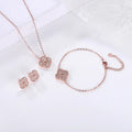 The Latest Selling Fashion Brass Four-leaf Clover Bracelet Necklace Earrings Set