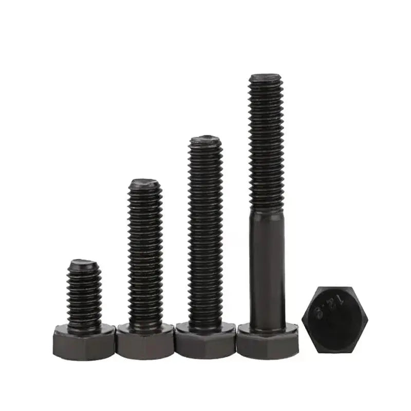 Factory Price M16 50mm Customized Thread Plain Black Galvanized Zinc Grade 8.8 10.9 12.9 DIN933  931 Standard  Hex Bolt