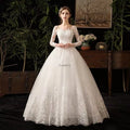 2025  White Floor Length Simple Fashion Lace Long Sleeves Bride Main Wedding Dress Vestidos De 15 Gowns for Women Wedding