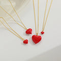 New Trendy 18K Gold Plated Stainless Steel Tarnish-Free Colorful Enamel Heart Pendant Bead Chain Necklace for Women Cute Style