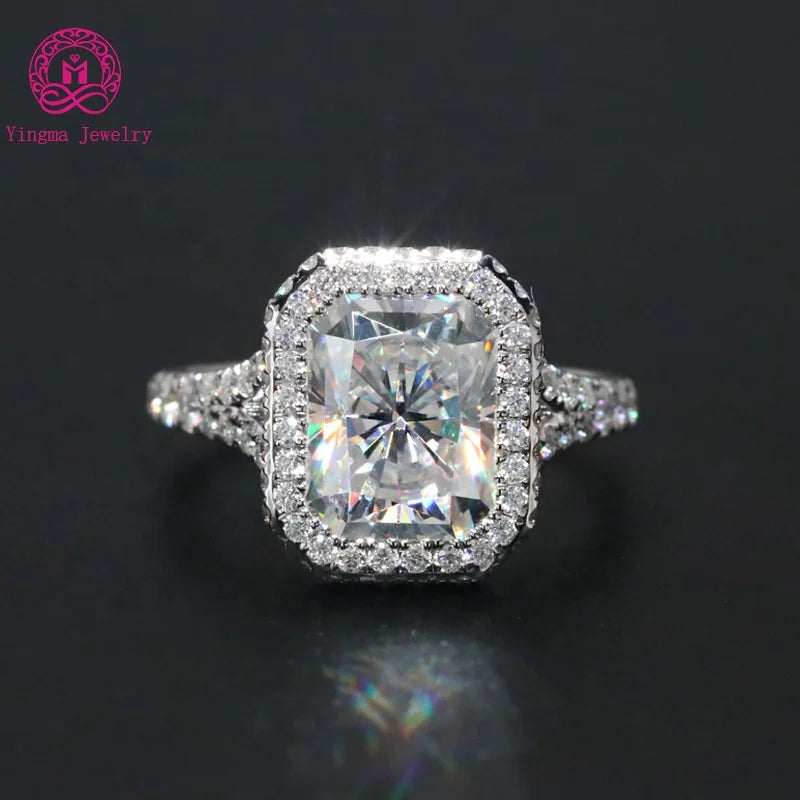 Luxury Mosanite Jewelry Women Wedding Ring 14K Solid Gold Jewelry 3 Carats Radiant Cut Moissanite Diamond Ring for Engagement