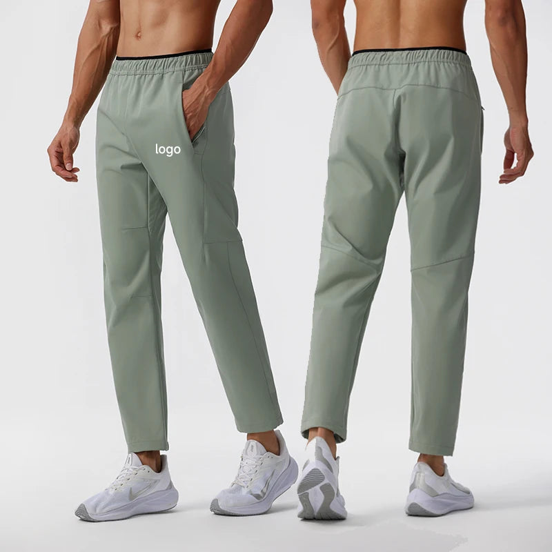 Men's Custom Logo Print Windproof Jogger Pants Middle Waist Waterproof Fabric for Sports Casual Outdoor Adults Flat Drawstring