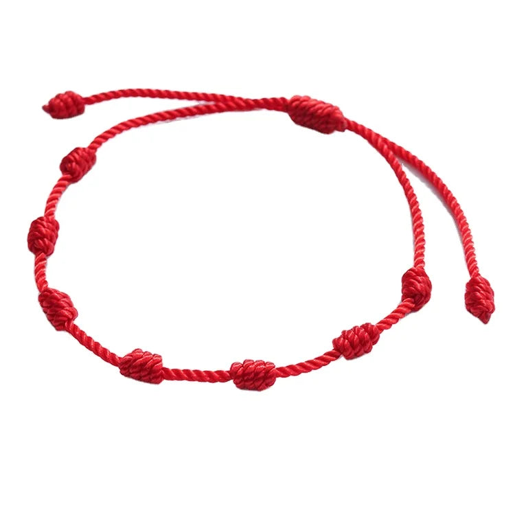 FL0980 Fashion Black Red 7 Knots Woven Cord String BraceletsKnotted String Rosary Religious Friendship Bracelet