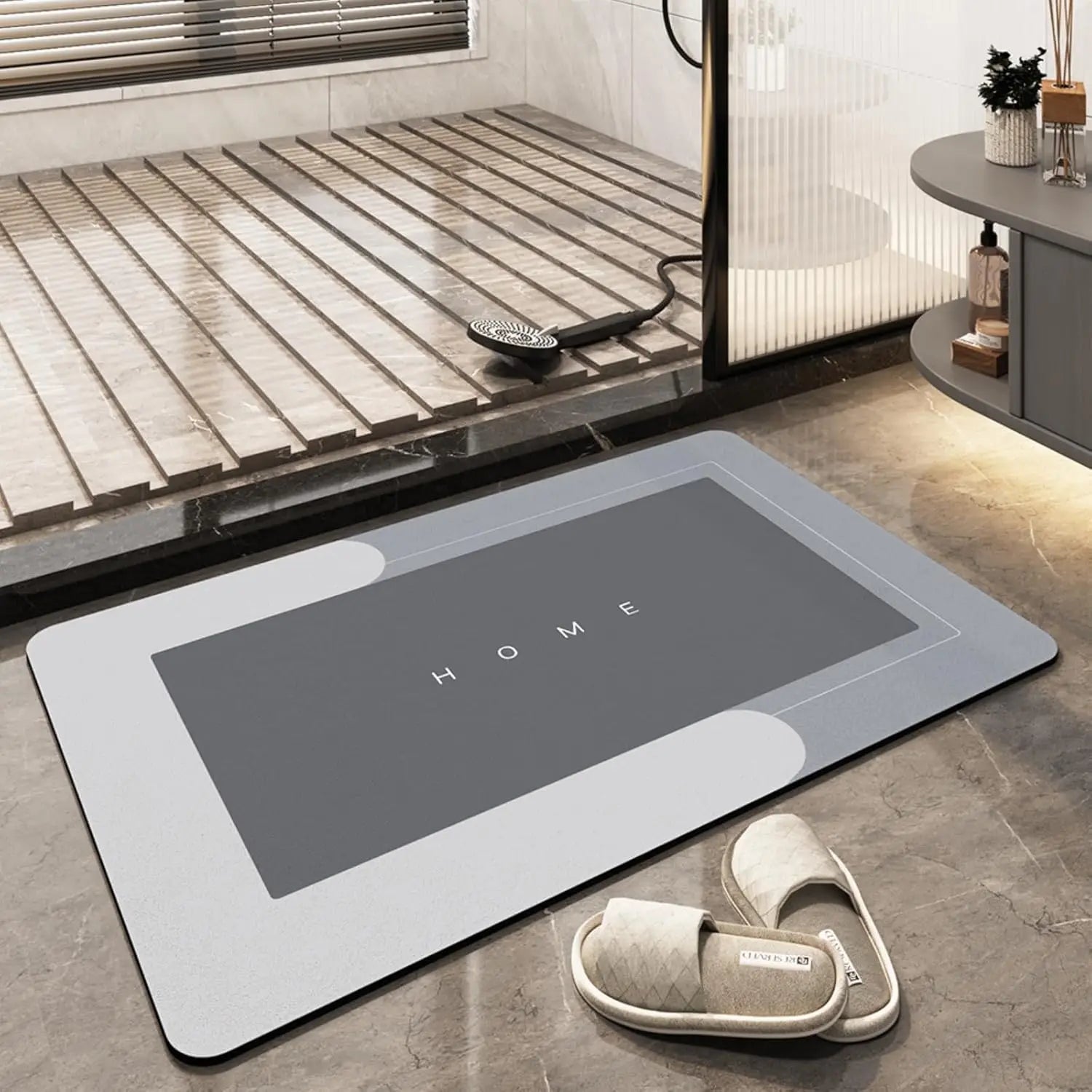 Modern Water-Absorbent Bath Mat Quick-Dry Thin Bath Rug Non-Slip Diatom Earth Machine-Made for Door Front Bathtub Bathroom Fit