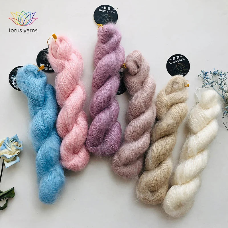 Lotus Yarns Kid Mohair Silk Blended Hand Knitting Factory Price Blended Yarn Colorful for Handcraft Hand Knitting