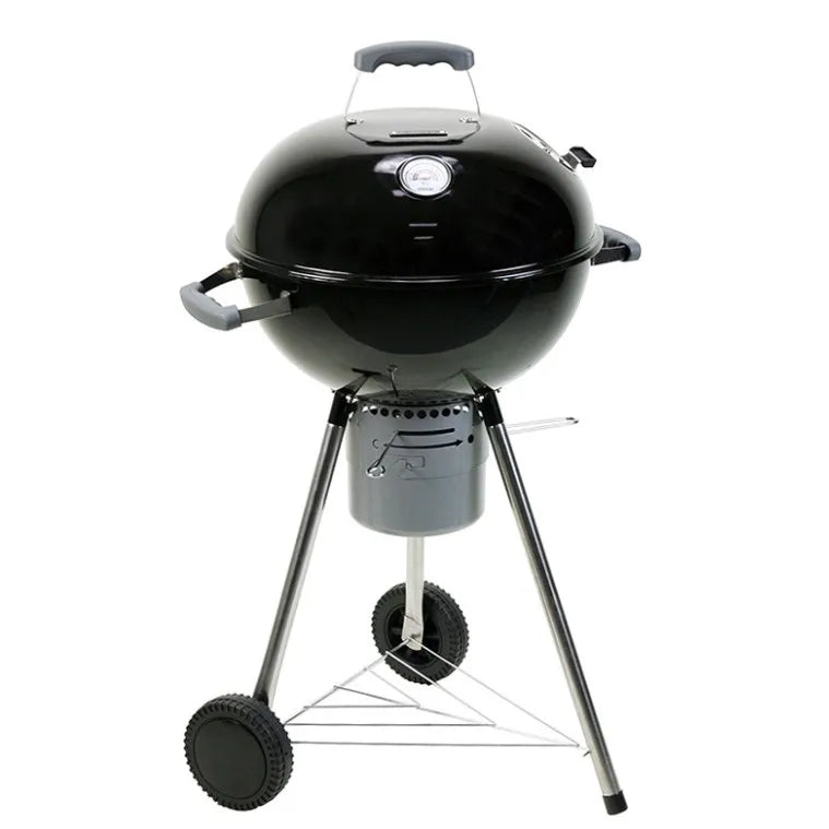Portable Outdoor Charcoal BBQ Grill Oversized Enameled Steel Round Grill Multiple-Fireplace Foldable With Trolley for Camping