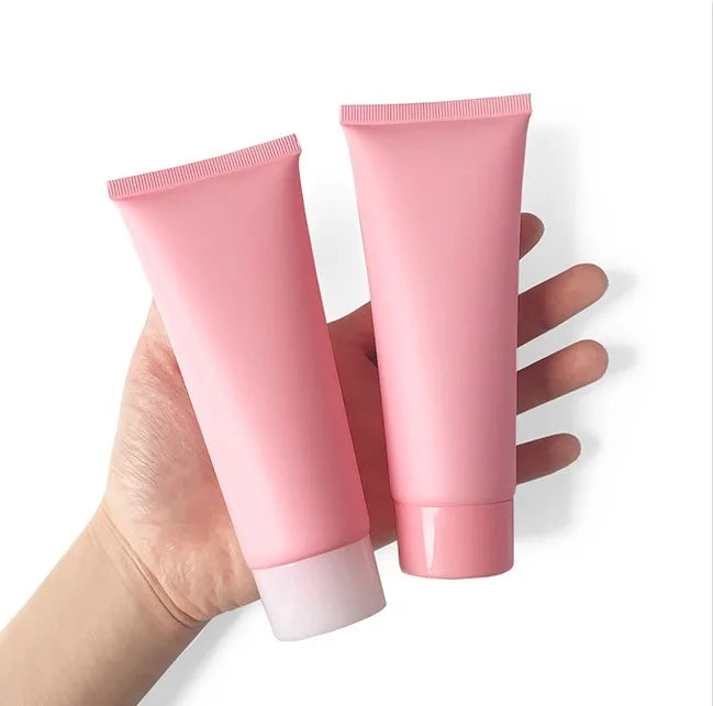 50g 100g Hand Cream Lipstick Lip Balm Makeup Cosmetic Package Container Matte pink Soft PE Tubes with UV Label Squeez Bottle