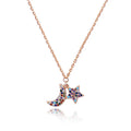Pure 925 Sterling Silver Necklace with Rose Gold Plating Trendy Moon and Star Aaa Zircon for Women for Wedding or Engagement