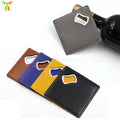 PU Leather Square Bottle Opener With Keychain Portable Personalized Bar Metal Bottle Opener for Beer Cup Coaster Table Decor