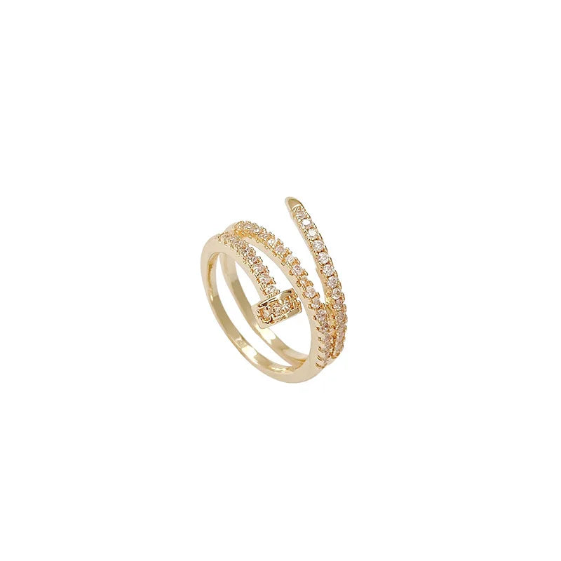 Adjustable Punk Cool Hip Pop Stacked Ring Multi-Layer Gold Plated Glossy Plain Colour for Engagement Party or Anniversary