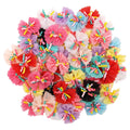 Multicolored Dog Hair Bows with Rubber Bands European American Style Netting 100% Polyester Hair Accessories for Puppy Dogs Cats