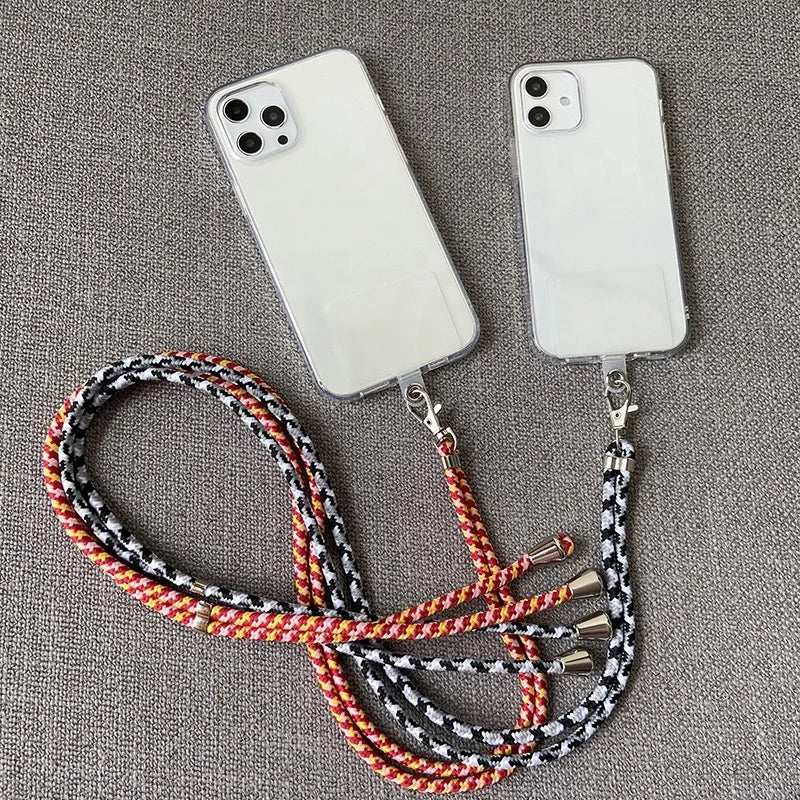 Adjustable Flexible Anti-drop Nylon Smartphone case Crossbody Strap Necklace Phone Shell Lanyard with Transparent Adhesive Sheet