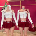New Women's 2 Piece Skirt Sets Long Sleeved off Shoulder Knitting T Shirt and Bubble Skirt Set Casual Elegant Outfits