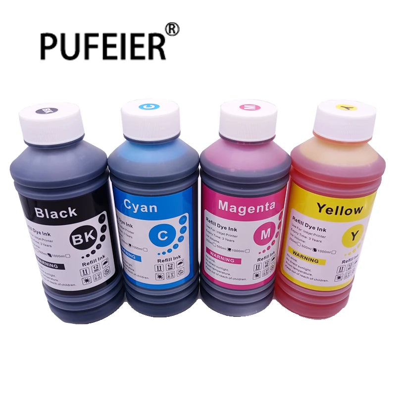500ML Bottle Bulk Universal Dye Based Ink Compatible for Epson Canon HP Brother 4 Color Inkjet Printer Dye Ink