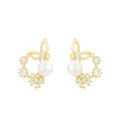 A00911888 xuping Jewelry Light Luxury Zircon Korean Version Versatile Butterfly Pearl Flower Earrings