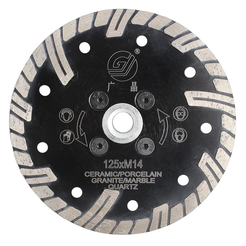 GJ Latest Design 5 Inch 125mm Diamond Continuous Edge Guard Turbine Saw Blade Granite Marble Sandstone Red Brick Cutting Tool