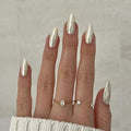 Custom Logo Glazed Donut Design Artificial Fingernails Wholesale Champagne Chrome Medium Almond Custom Press on Nails En Gel