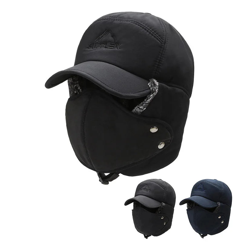 Outdoor Custom Logo Image Winter Warm Men's Sports Storm Windbreaker Pilot Trapper Ski Cap 100% Cotton Travel Fishing Cycling