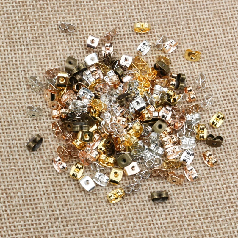 200pcs Earring Post Backs Stopper Scrolls Ear Post Butterfly for Jewelry Making DIY Blocked Caps Earring Backs Stoppers