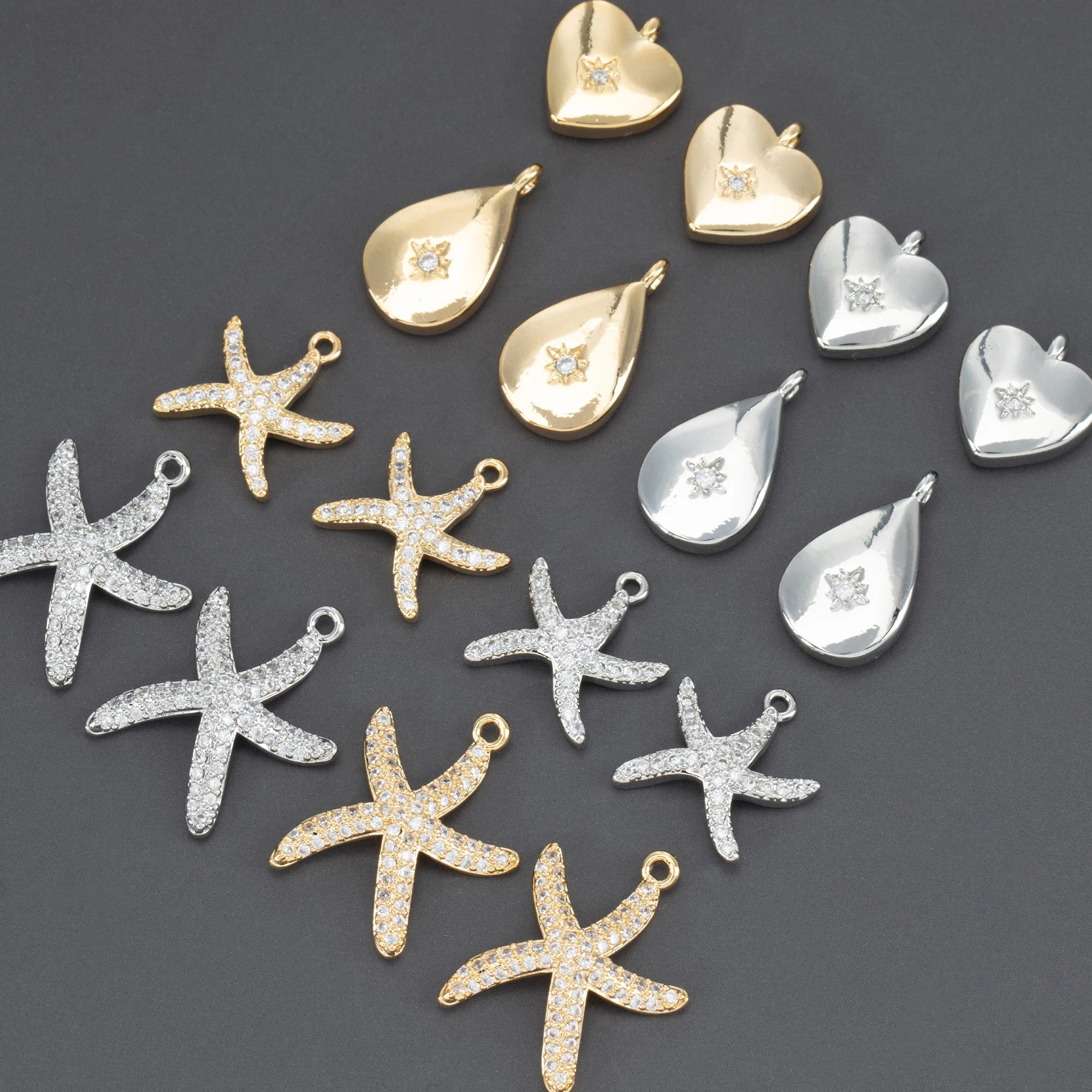 MA76 6pcs/lot Jewelry Accessories Nickel Free 18K Gold Plated Charms DIY Pendants for Necklace/Earring/Bracelet Making Bag