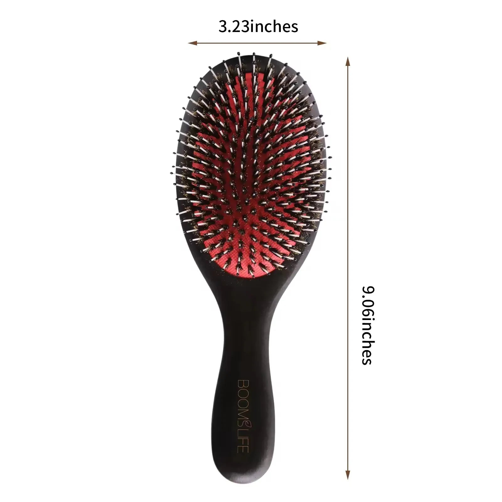 Wood Handle Massage Comb & Portable Hair Brush with Natural Boar Bristle & Nylon for Curly Hair Detangling Home Use