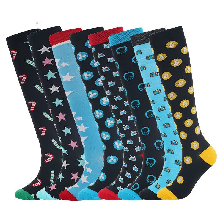 Custom Fashion Unisex Adults Sports 15-20mmHg Pressure Knee High Socks
