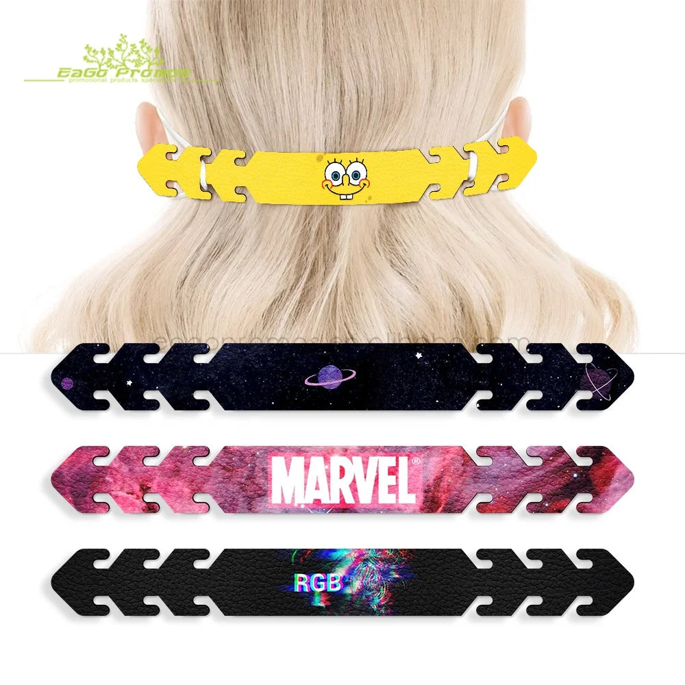 2025 Customized Personalized Design Earloop Strap Hooks PU Anti Ear-tightness Adjustable Extension Holder for Adult Kids