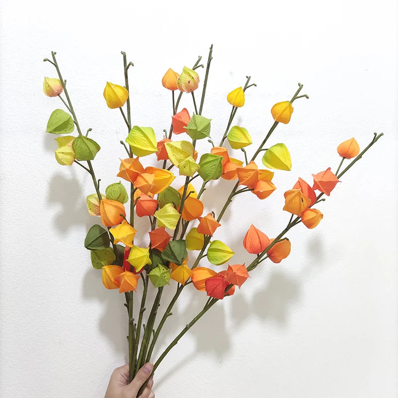 Wholesale Charming Artificial Fruit Cape Gooseberry Decorative Silk Flowers Fake Fruit Poha 76cm Festival Gift Daily Use