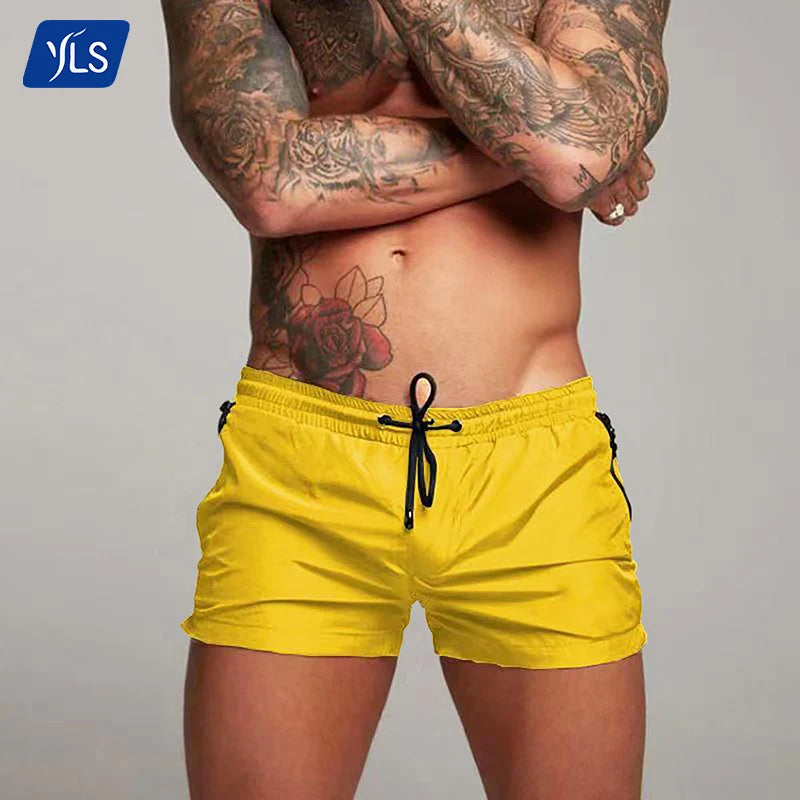 YLS Slim Fit Mid Waist Sporty Elastine Custom Joggers Gym Shorts Mens Sportswear 4 Way Stretch Track Shorts in Bulk