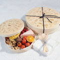 Customized Round Wooden Balsa Cheese Gift Box Candy Fruit Lunch  Box Microwave Wooden Packaging Box