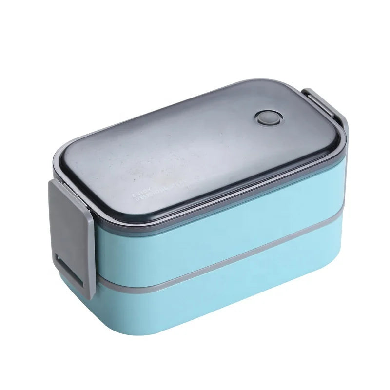Stackable Square Carved Large Capacity Dishwasher Safe Microwavable Divided Compartments 2 Layer Stainless Steel Lunch Container