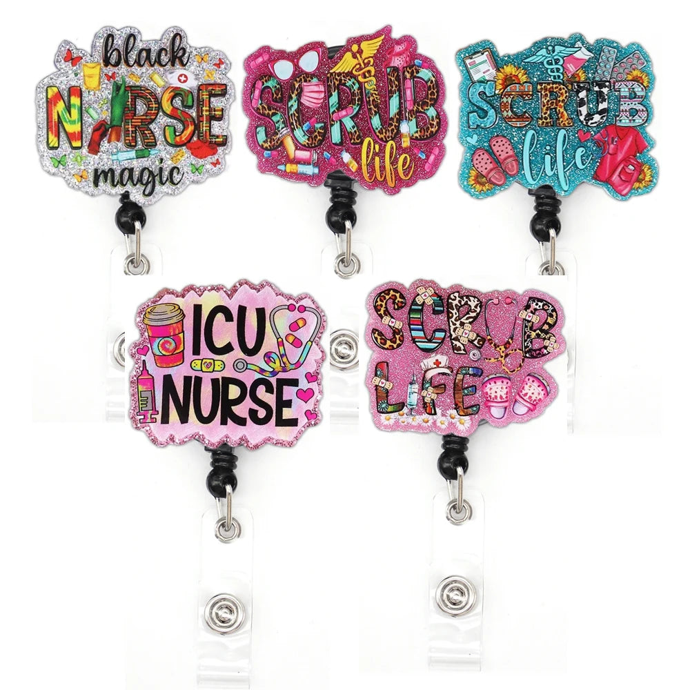 Scrub Life Medical Series Nursing Badge Reel for Nurse Accessories Office Decoration Badge Holder