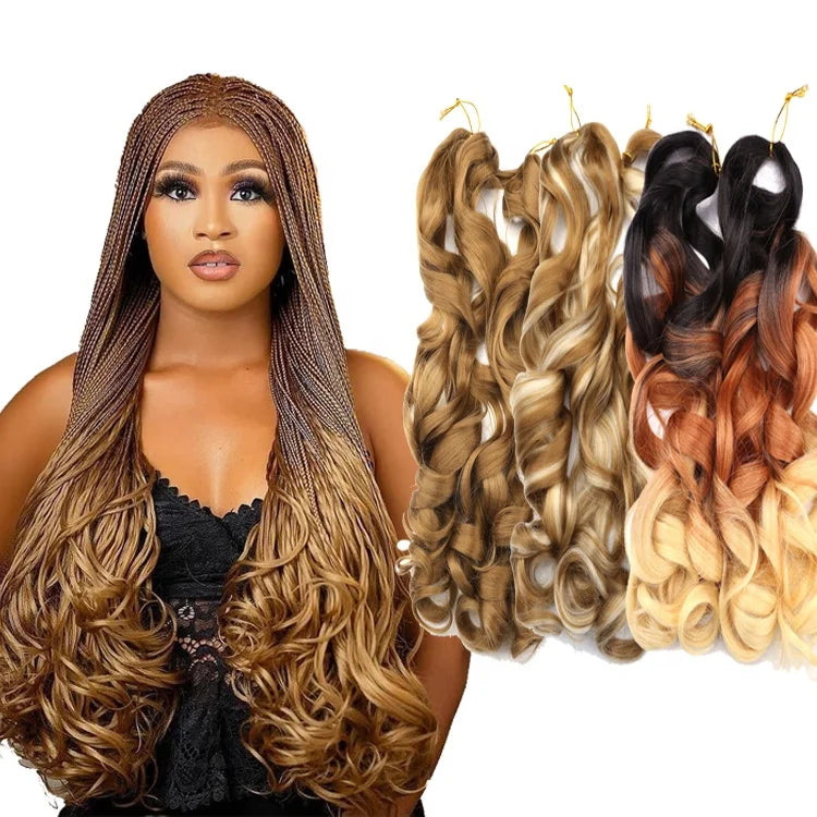 French Spral Curly Loose Wave Crochet Hair Extension for Braids Synthetic Curly Hair Pre Stretched Braiding Hair for Black Women