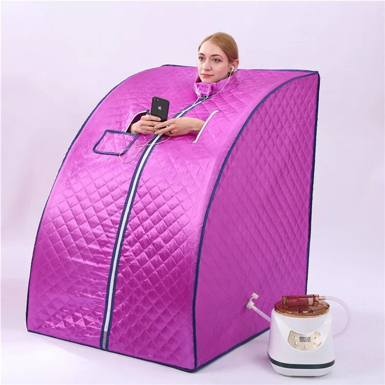 1 Person Mini Foldable Wet Steam Sauna with Transom Windows Modern Design CE ROHS Approved Electric Acrylic Home Use