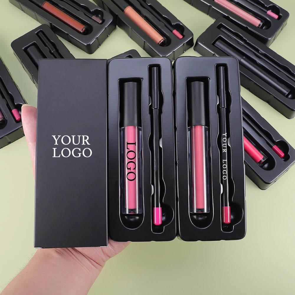 23 Color Matte Liquid Lipstick with Lipliner Makeup Set Private Label Matte Liquid Long Lasting Not Fade Sweatproof Waterproof w
