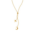 Fenny Wholesale 18K PVD Plated No Fade Elegant Long Tassel Star Crescent Pendant Adjustable Stainless Steel Necklace for Women