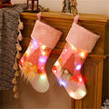 Factory Price LED Light up Christmas Stockings Socks Christmas Decoration Candy Gift Bag Fireplace Xmas Tree Hanging Ornaments