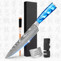 10% Off Sapphire Blue Resin Handle 8 Inch 67 Layers VG10 Japanese Luxury Kitchen Knives Damascus Steel Chefs Knives With Box