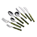 Modern Luxury 18/10 Stainless Steel Flatware Set Green Acrylic Handle with Bamboo Shape for Weddings Parties Restaurants