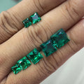 Starsgem Lab Grown Gemstone Step Cut Hydrothermal columbia Color Dark Green square Emerald