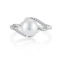 QX CUSTOM OEM Luxury Simple Freshwater Pearl Cubic Zirconia Korean Fine Jewelry 925 Sterling Silver Women Rings