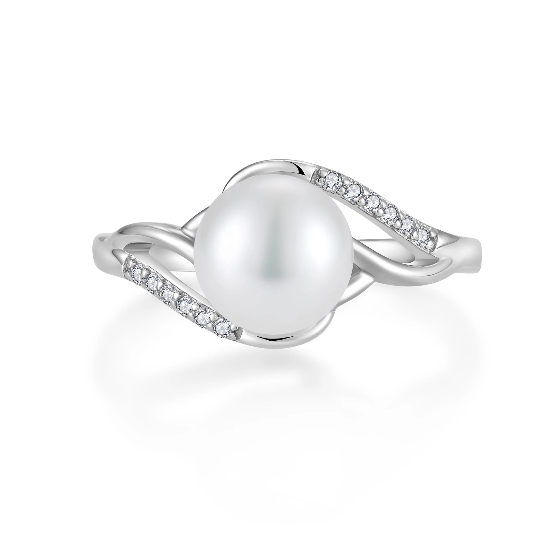 QX CUSTOM OEM Luxury Simple Freshwater Pearl Cubic Zirconia Korean Fine Jewelry 925 Sterling Silver Women Rings