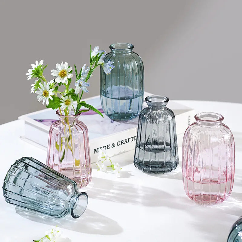 Modern Transparent Stained Glass Small Flower Vase Mini Pumpkin Vase  Living Room Decoration Wholesale
