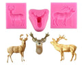 HY Set of 3 Christmas Deer Elk 3D Stag Head Silicone Fondant for Cake Decorating