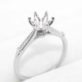 Sterling Silver 6.5mm/8mm 1CT/2CT Semi Mount Ring Frame Blank Claws Setting Base Holder Without Main Stone for Diamond DIY Inlay