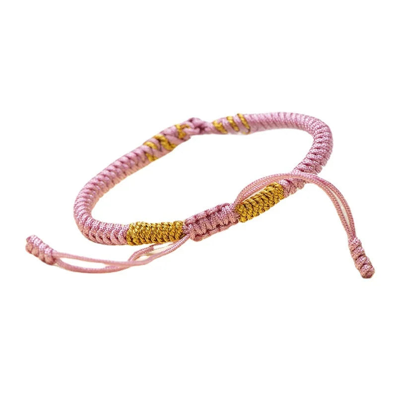 Handmade Colourful Woven Bracelet Charm Tibetan Buddhist Braided Bracelet Knot Adjustable Luck Rope Bangle for Men Women