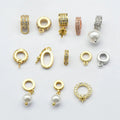 Factory Customization Cheap Price No Fading Gold Plated CZ Setting Large Hole Pendant Bail Brass Spacer Beads