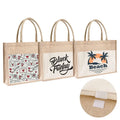 Wholesale Eco-friendly Burlap Jute Tote Bags with Handles Custom Logo Beach Bag Canvas Front Pocket Reusable Promotional Design