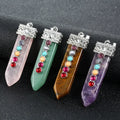 Wholesale Natural Crystal Stone Sword Shape Pendant Necklace Amethyst Rose Quartz 7 Chakra Crystal Healing Pendant Necklace